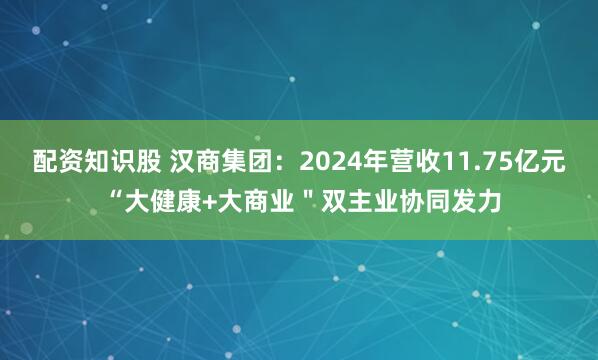 配资知识股 汉商集团：2024年营收11.75亿元 “大健康+大商业＂双主业协同发力